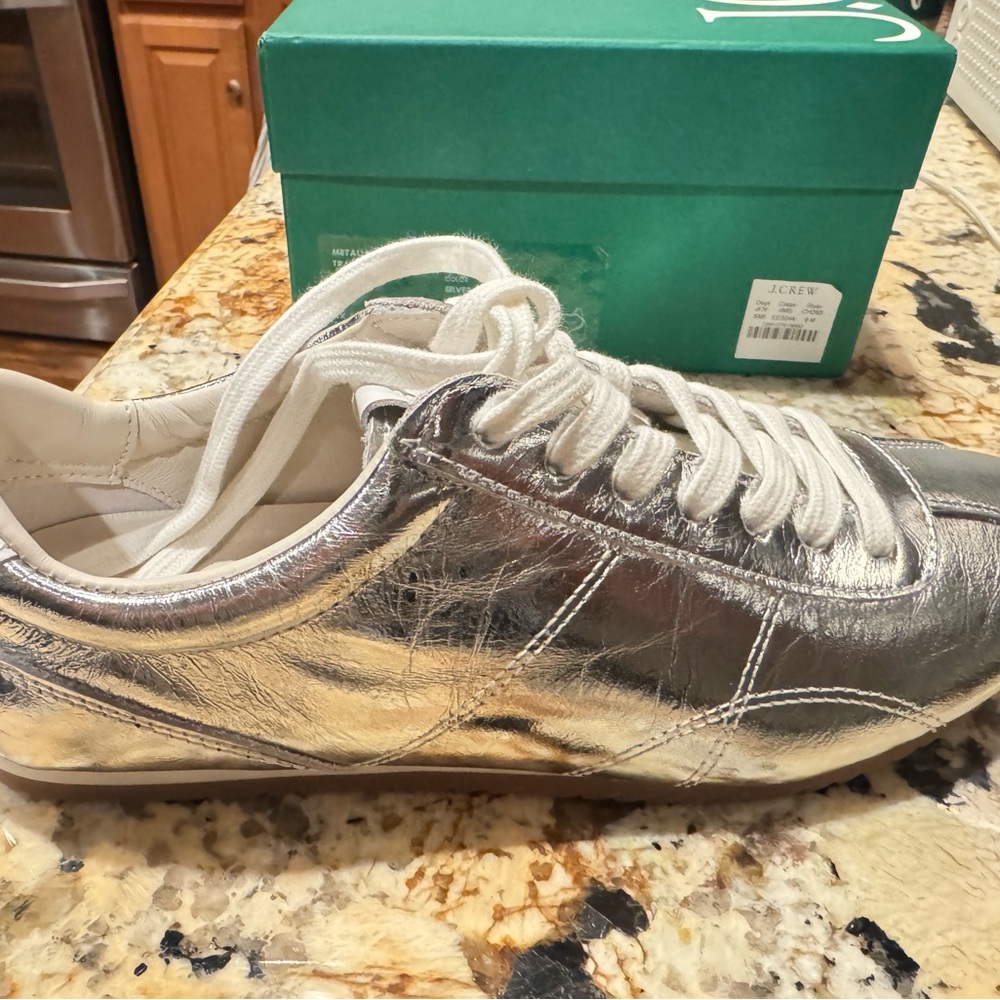 J. Crew Shiny Silver Women's Sneakers - Picture 4 of 6